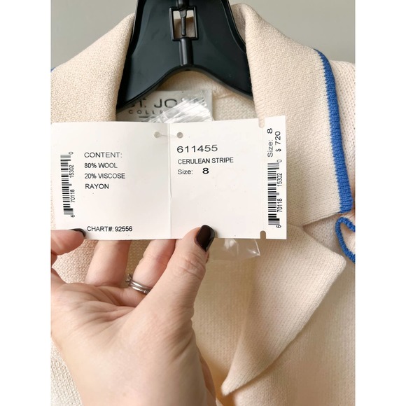 ST. JOHN COLLECTION Women's Cream/Blue Stripe 3 Piece Knit Skirt Set sz Assorted - Picture 8 of 16